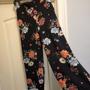Bobeau Black Floral wide leg